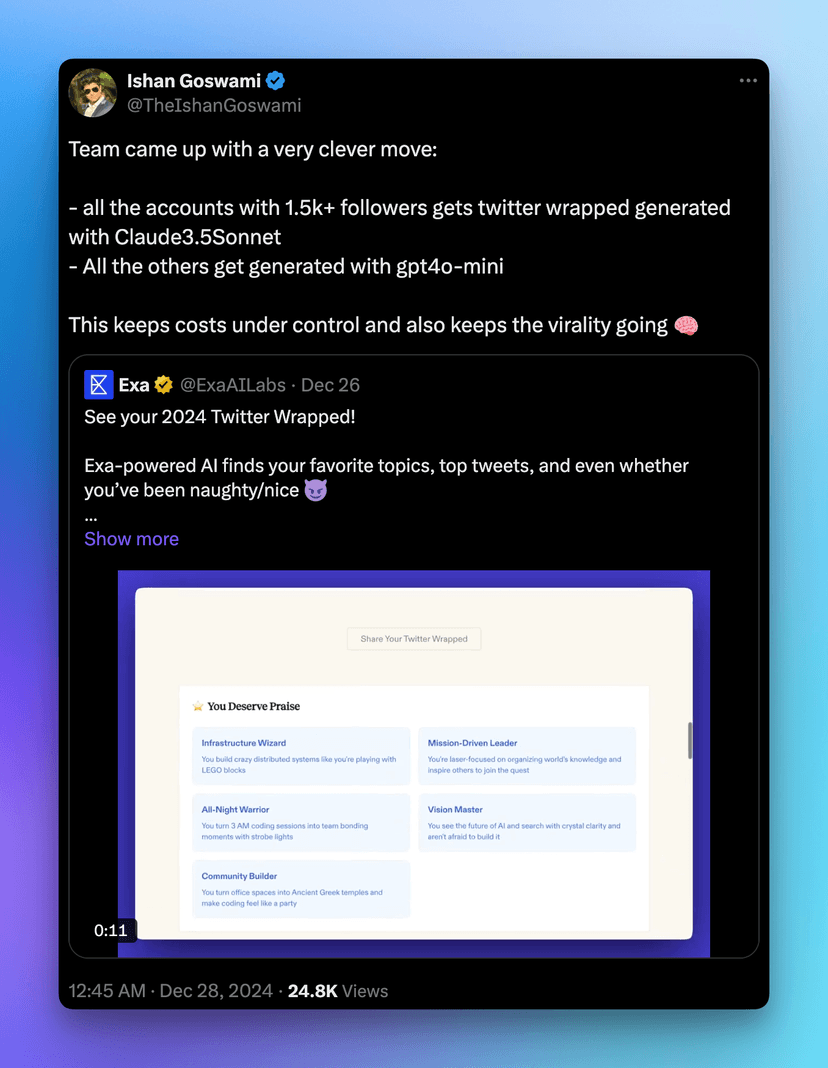 Exa.ai's Twitter wrapped viral moment led to a hybrid model approach