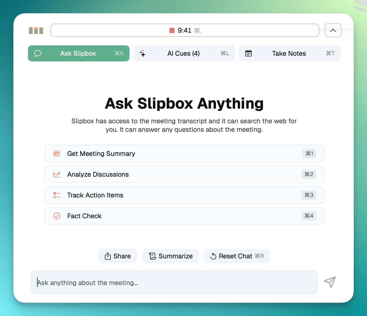 Ask Slipbox chatbot interface