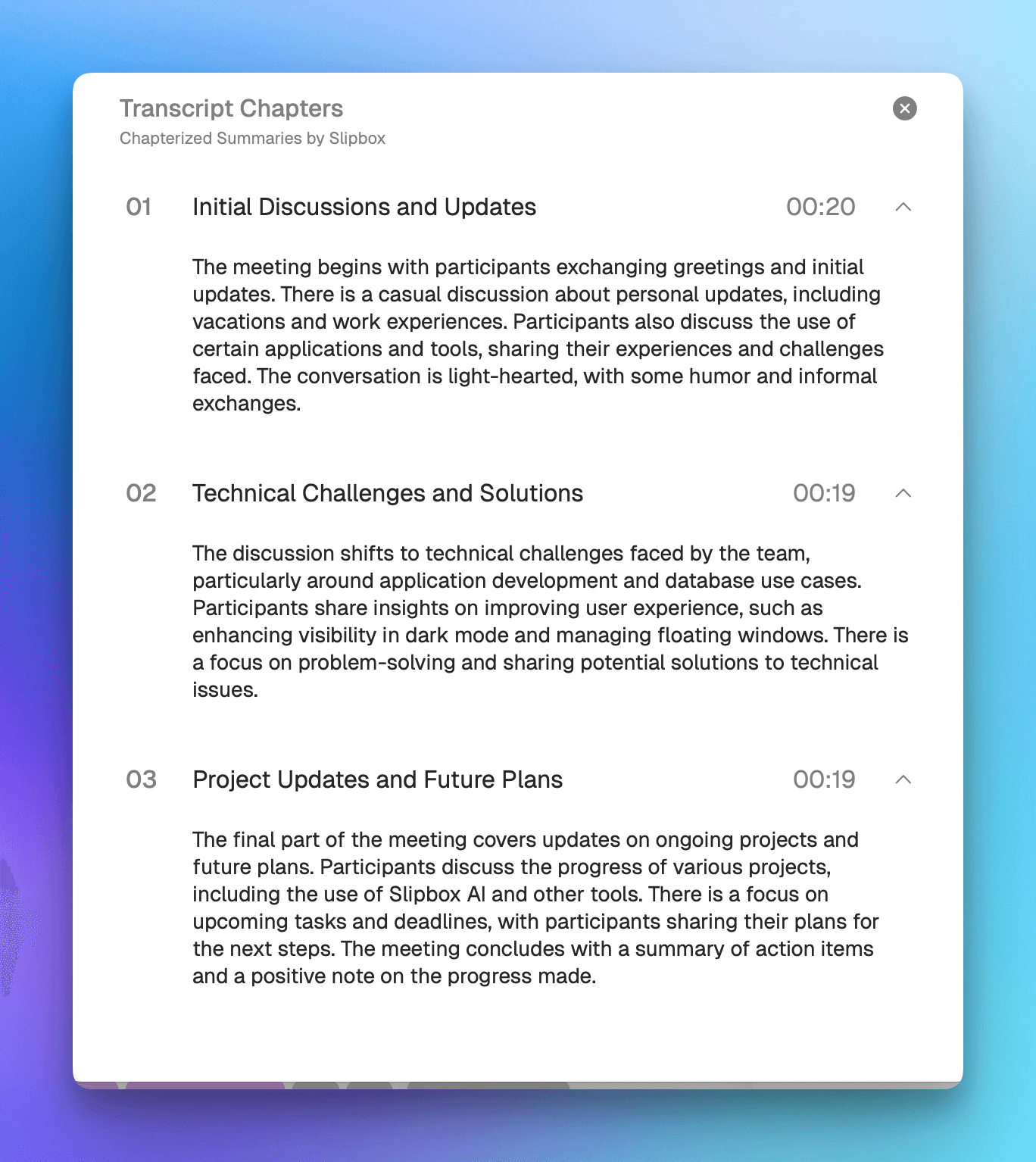 Chapterized Summaries